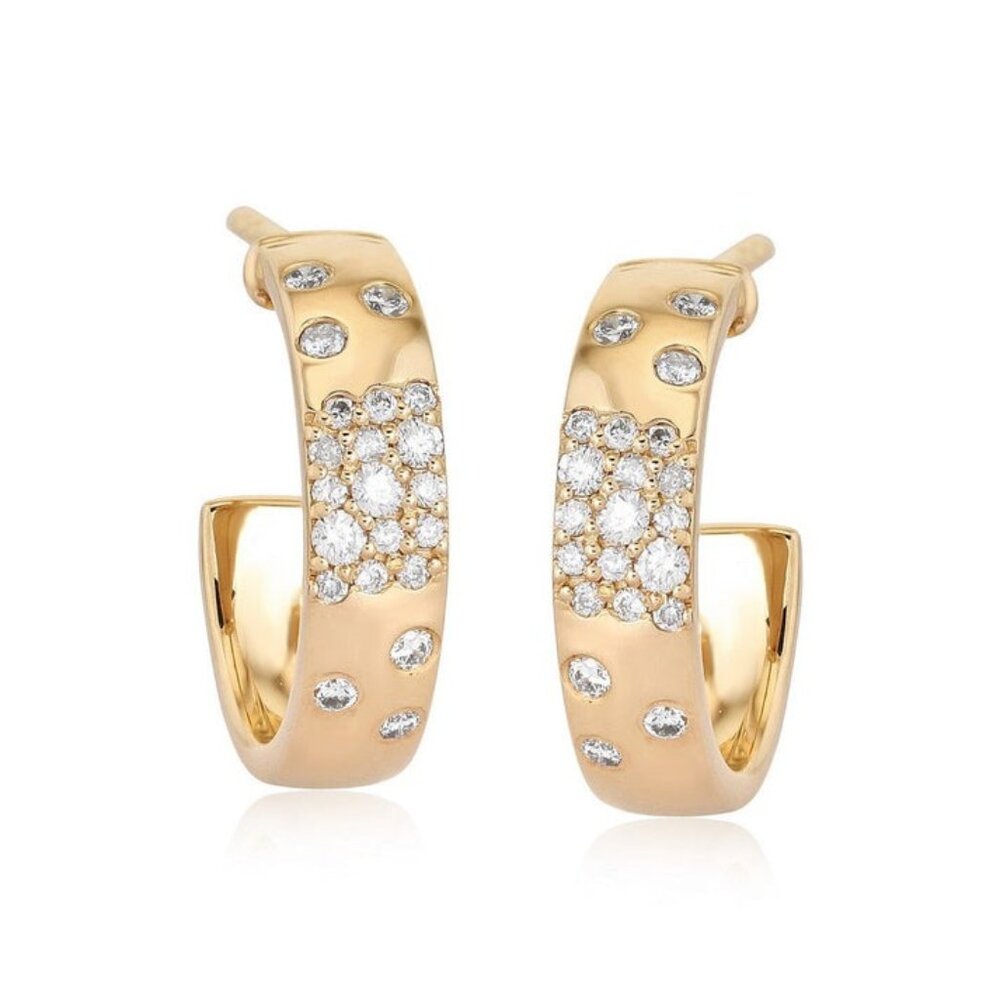 110 Diamonds 14K (or 18k upon request) Yellow Gold Galaxy Hoop Earrings